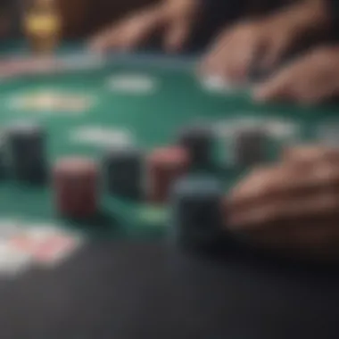 Close-up of poker chips and playing cards on a table