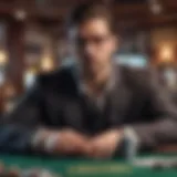 Focused poker dealer managing a game at the table