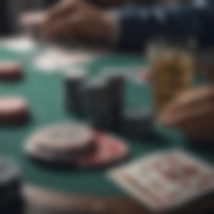 Artistic arrangement of a designer poker set with cards and chips