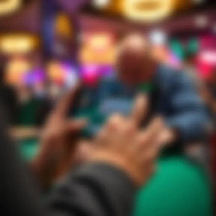 User engaging with a poker app on an iOS device