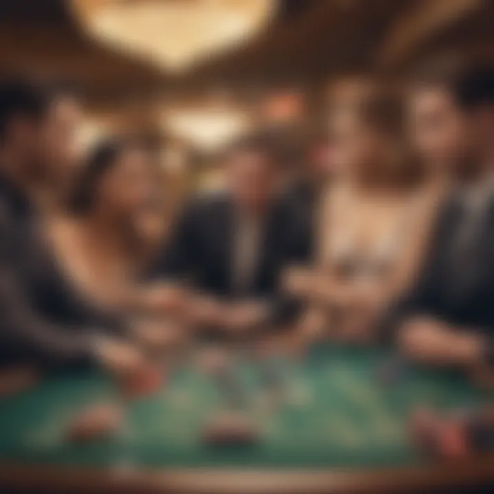 A group enjoying a table game in a lively casino atmosphere