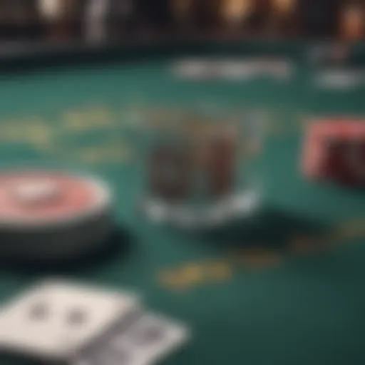 A sophisticated poker table setup with cards and chips