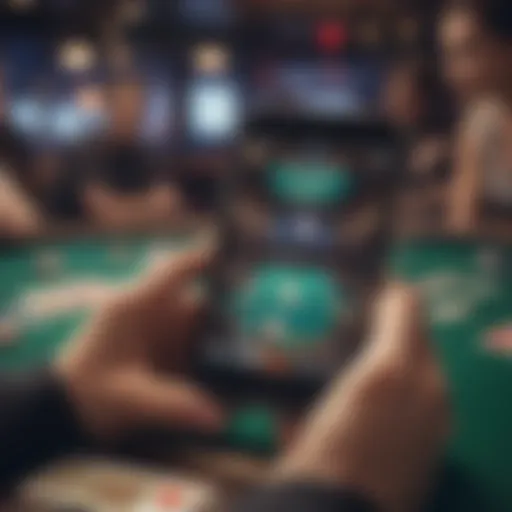 A smartphone displaying a vibrant poker game interface