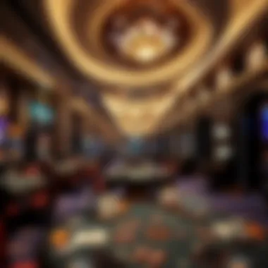 Interior of a lavish Las Vegas casino showcasing elegant gaming tables