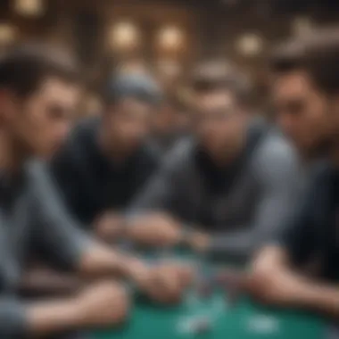 An illustration of diverse players engaging in a vibrant online poker community