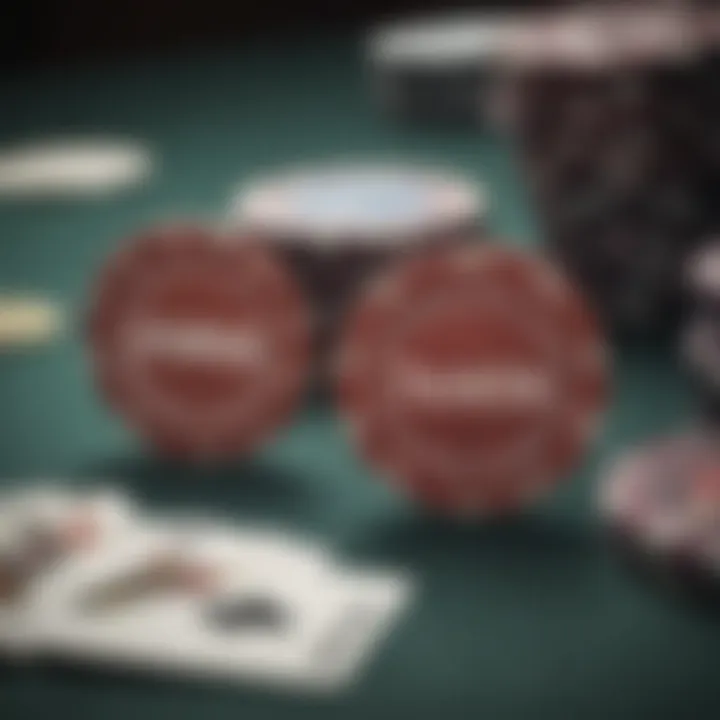 A close-up of poker chips and cards, symbolizing strategic gaming decisions.