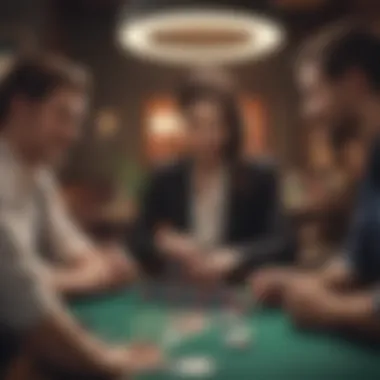 Group of friends engaged in a lively game of blackjack, showcasing interaction and excitement