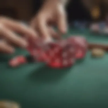 Close-up of dice in action during a craps game