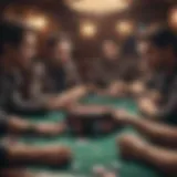 A cozy gathering of friends around a poker table, engaged in an intense game.