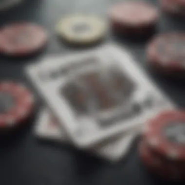 A variety of high-quality playing cards spread out with poker chips