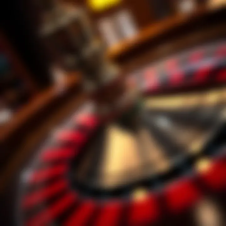 Close-up of a roulette wheel in motion